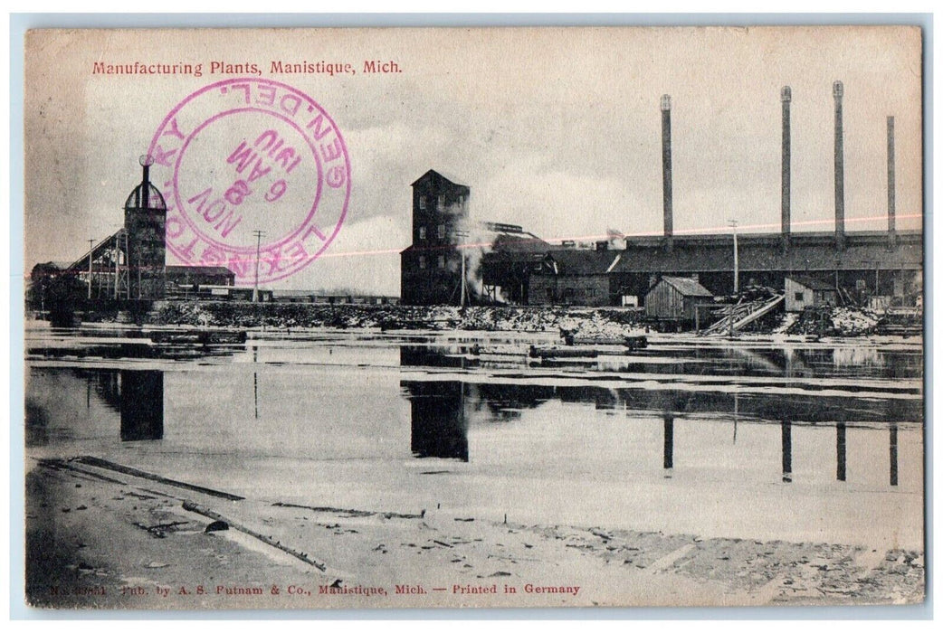 1910 View Of Manufacturing Plants Manistique Michigan MI Posted Antique Postcard