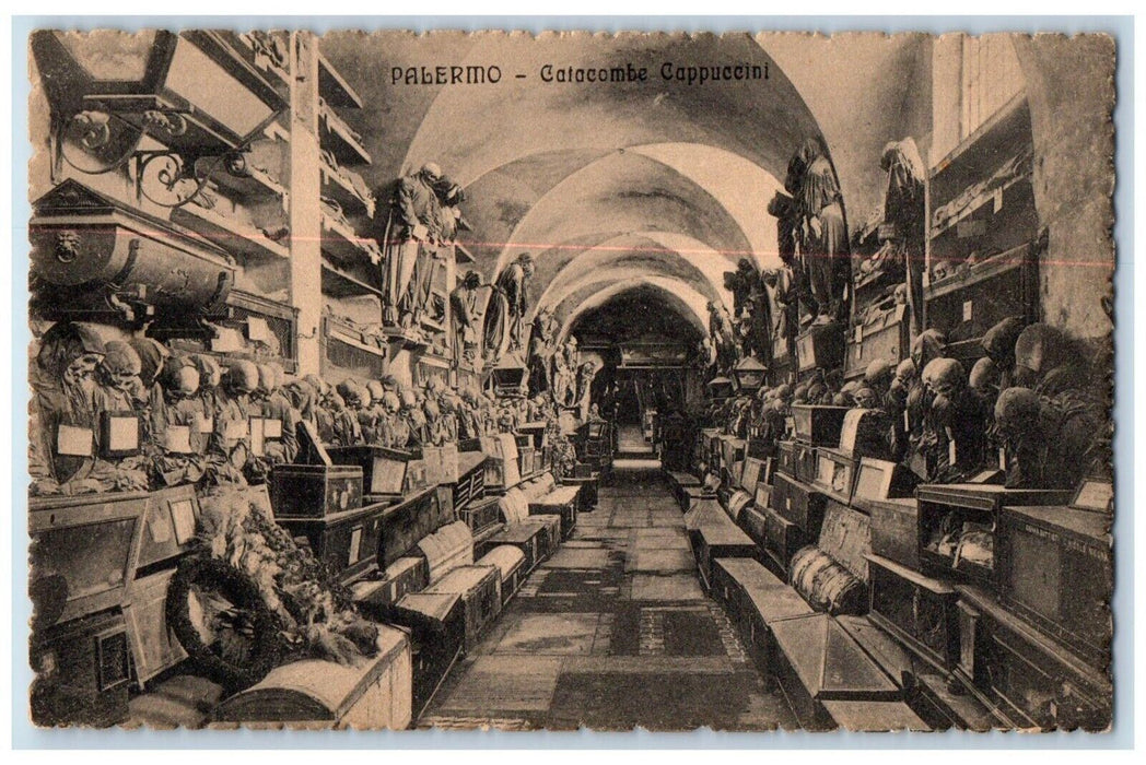 c1910's Palermo Catacombe Capuchins Catacombs Macabre Death Heird Postcard