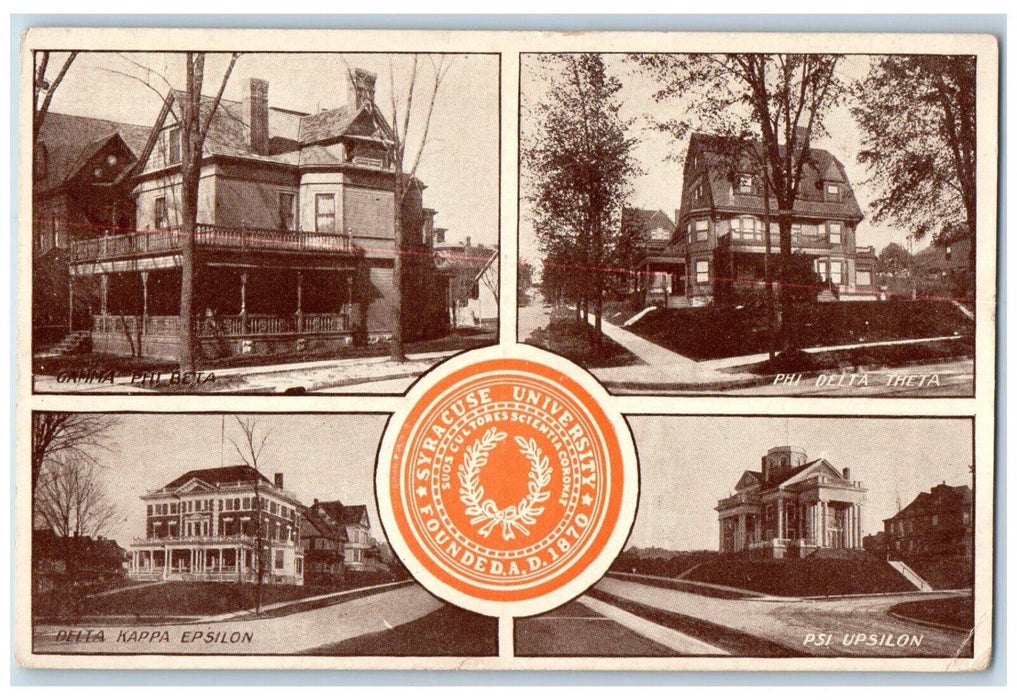 c1910's Syracuse University Logo Buildings Syracuse NY, Multiview Postcard
