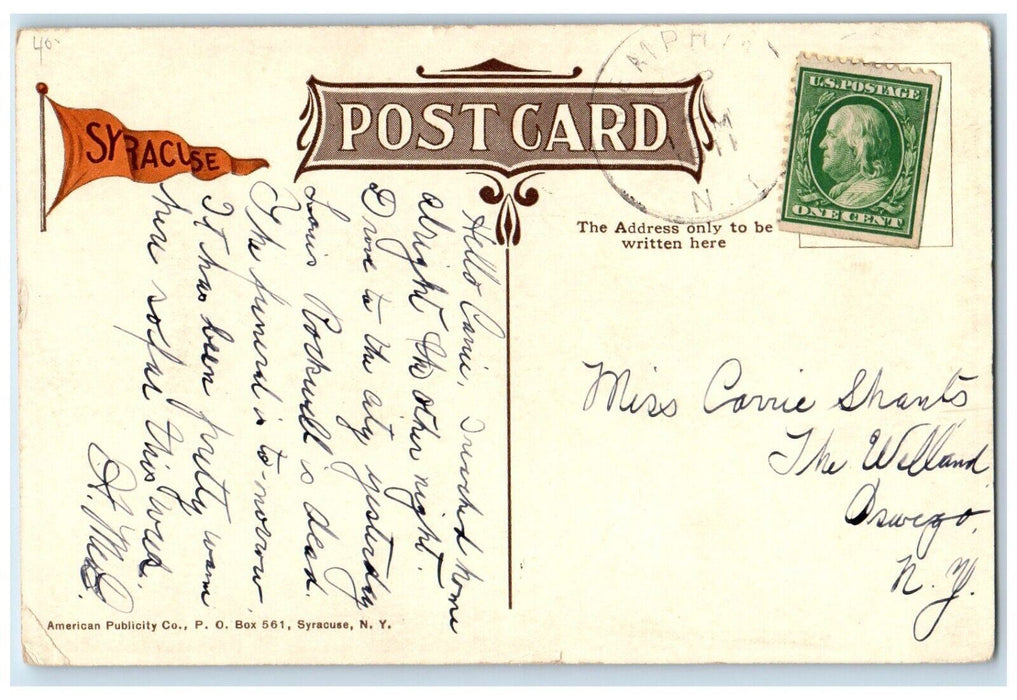 c1910's Syracuse University Logo Buildings Syracuse NY, Multiview Postcard