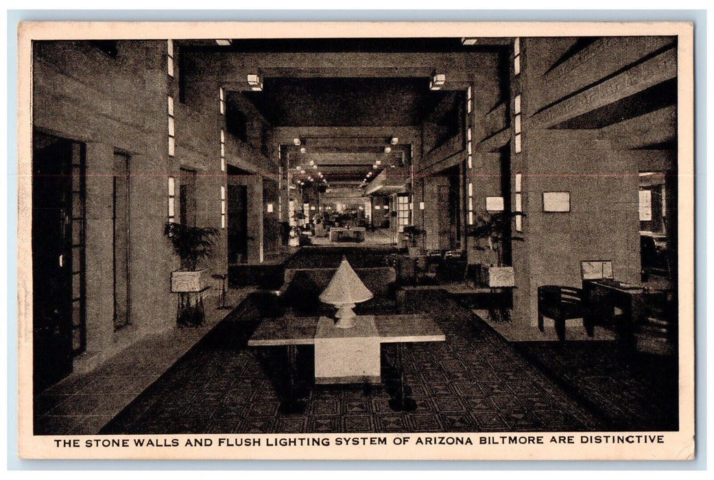 The Stone Walls Flush Lightning System Arizona Biltmore Hotel Interior Postcard