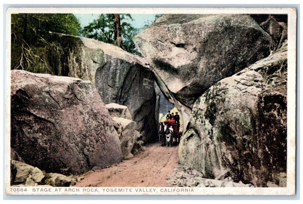 c1920's State at Arch Rock Yosemite Valley California CA Phostint Postcard