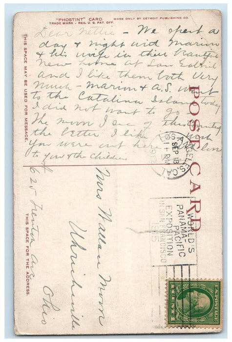 1912 The "Blossoms" Busch Gardens Pasadena California CA Phostint Postcard