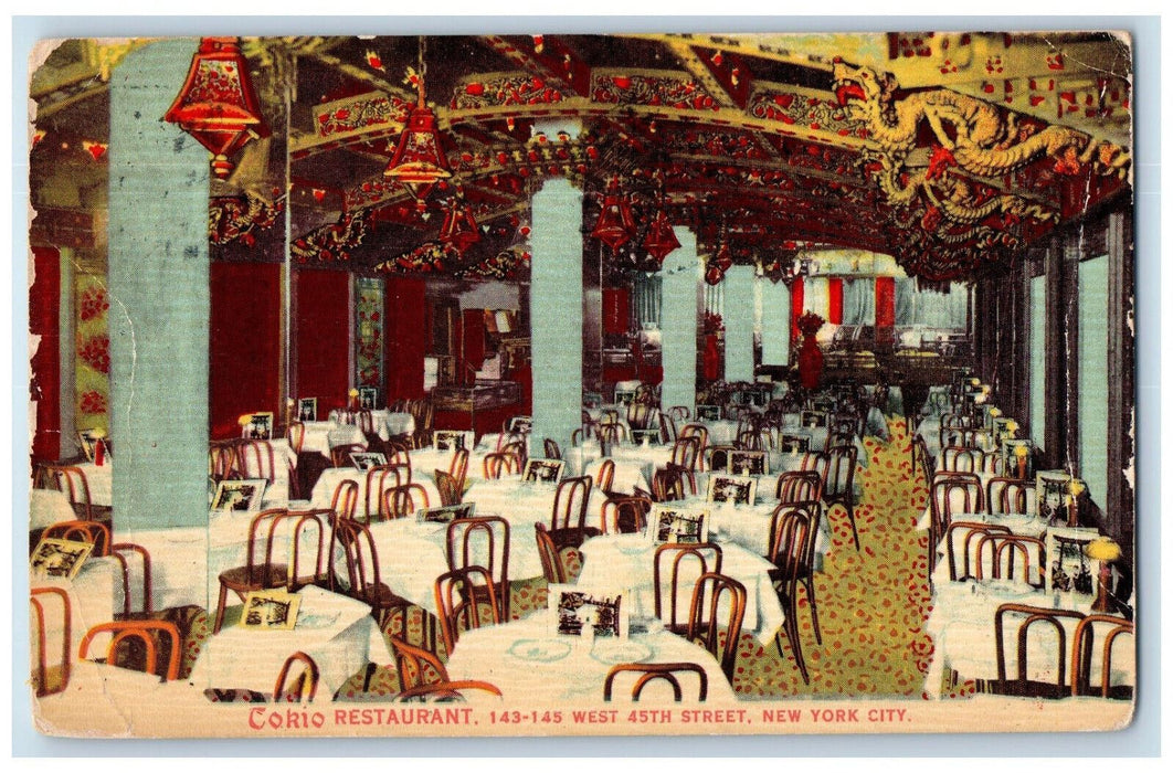 1914  Tokio Japanese Restaurant Interior Dining Room New York City NY Postcard