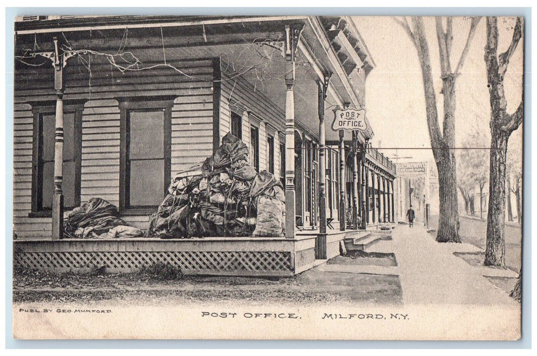 1909 Post Office Milford New York NY Geo Mumford Antique Posted Postcard