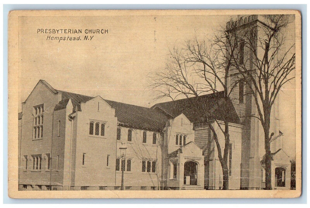 1911 Presbyterian Church Hempstead New York NY Posted Antique Postcard
