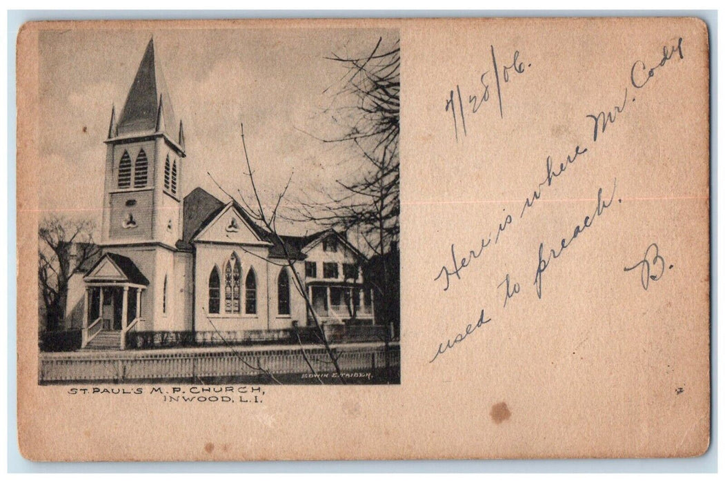 1906 St. Paul's M. P. Church Inwood Long Island New York NY Antique Postcard