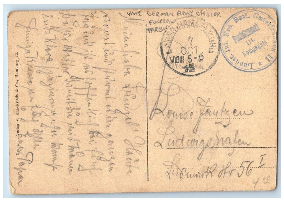 c1910's WWI German Army Officer Funeral Tarbus Military Soldier Antique Postcard