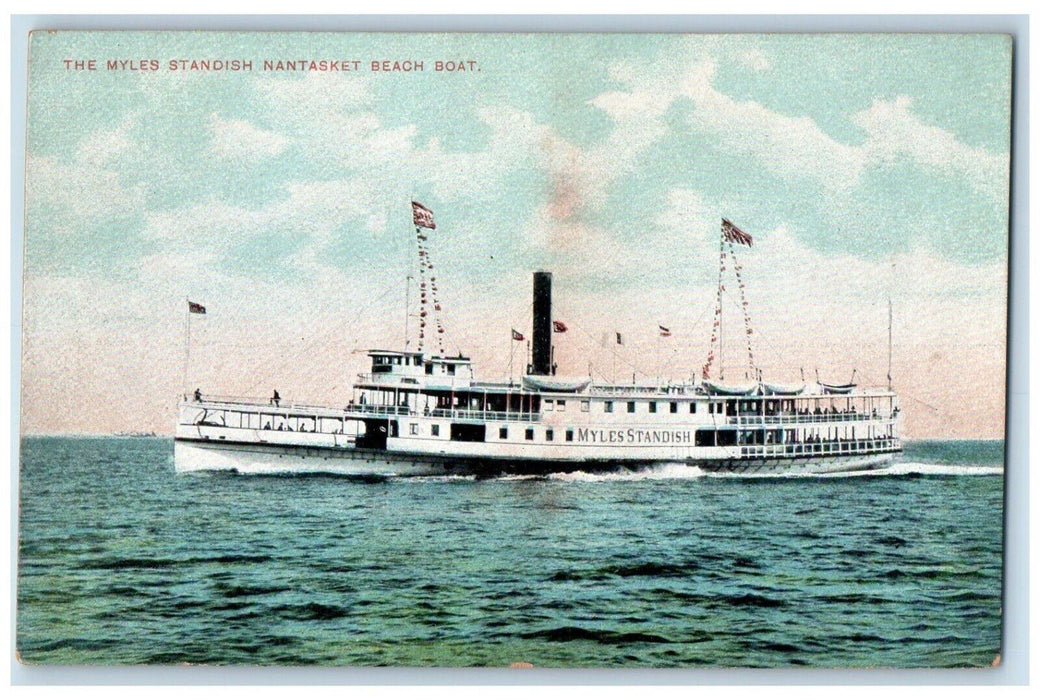 c1910's The Myles Standish Steamer Ship Nantasket Beach Boat MA Antique Postcard