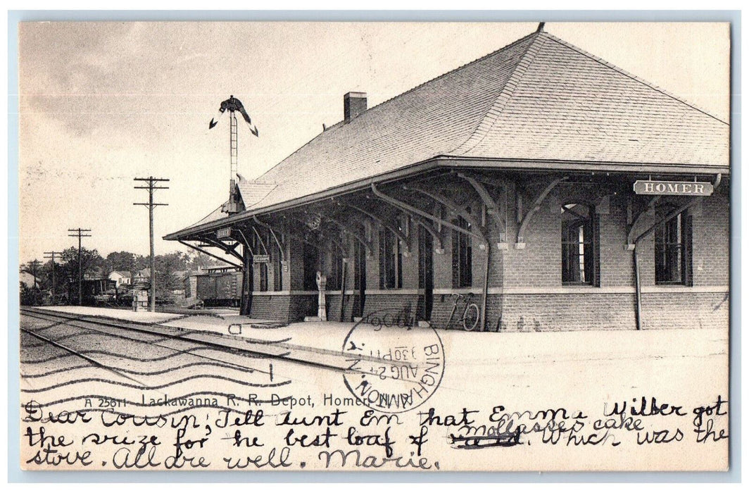 1906 Lackawanna Railroad Depot Homer New York NY Posted Antique Postcard