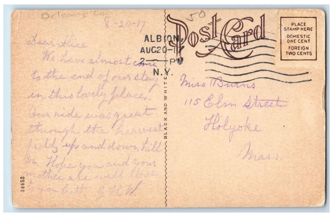 1917 Baptist Church Orleans Co. Holley New York NY Antique Postcard