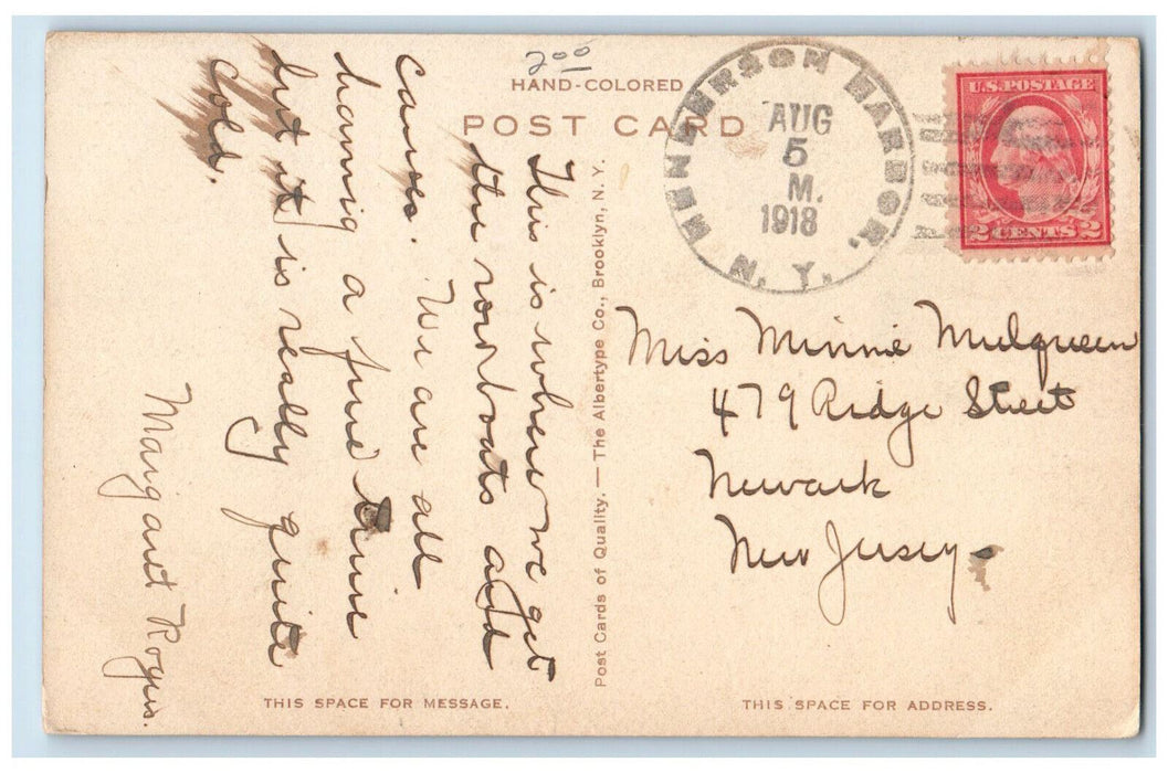 1918 Rear of Boat House Association Island Henderson Harbor NY Postcard