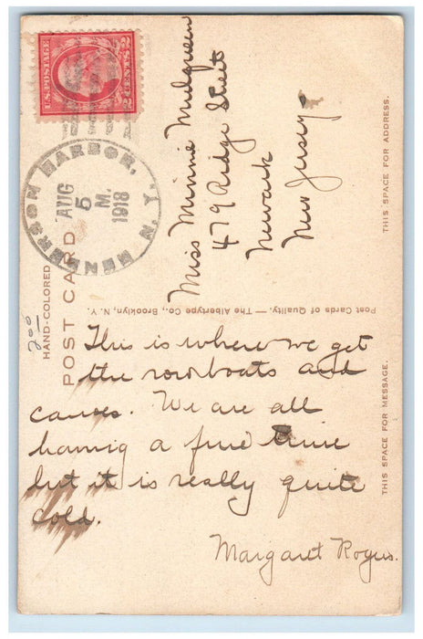 1918 Rear of Boat House Association Island Henderson Harbor NY Postcard