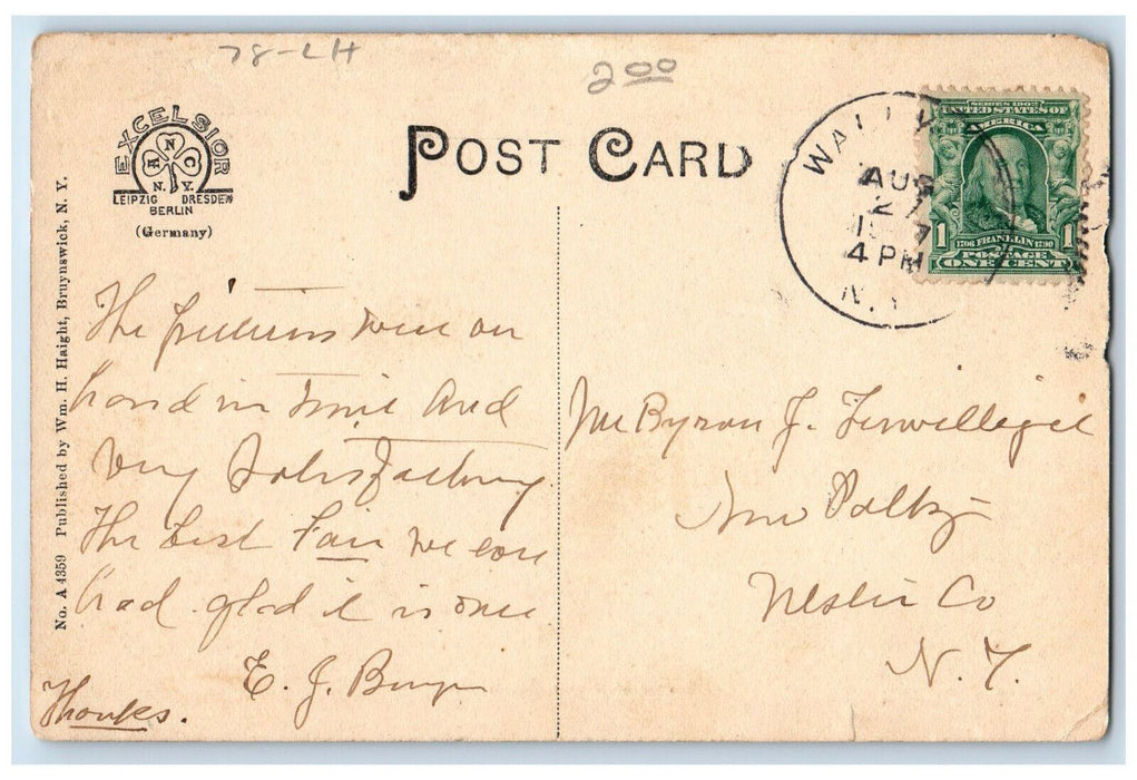1907 Horse Carriage Corner of Brunswick New York NY Posted Antique Postcard