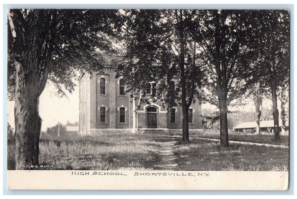 1908 Front View High School Shortsville New York NY Antique Posted Postcard