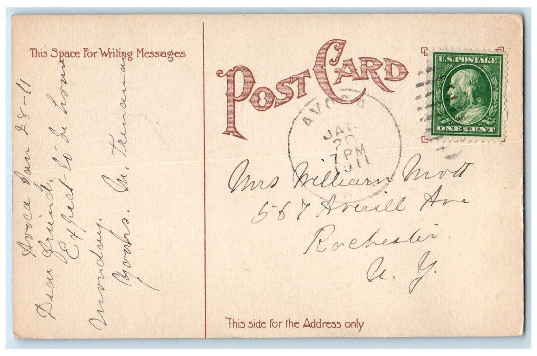 1911 River Painting Greetings from Avoca New York NY Antique Postcard