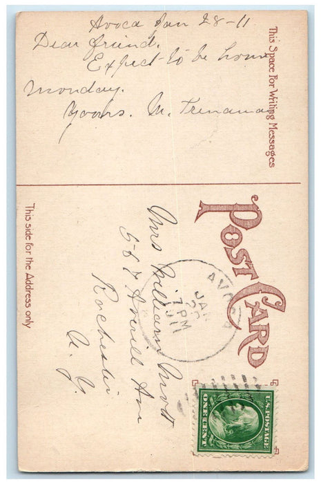 1911 River Painting Greetings from Avoca New York NY Antique Postcard