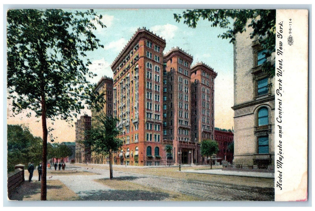 1909 Hotel Majestic and Central Park West New York NY Antique Postcard