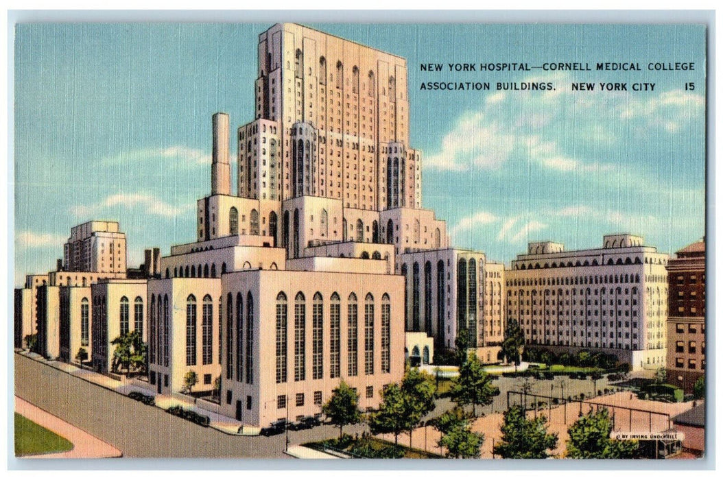 c1950's New York Hospital Cornell Medical College Buildings NY City Postcard