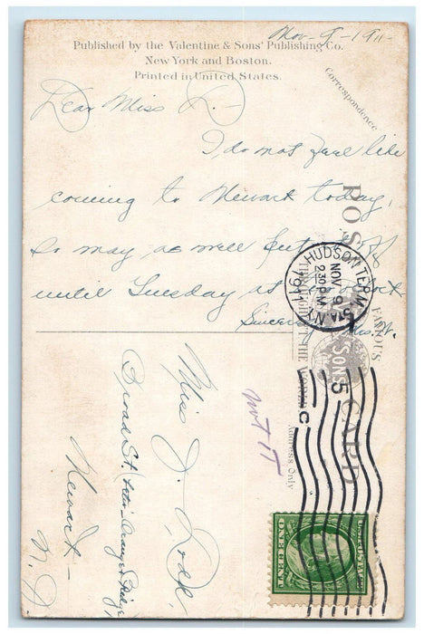 1911 Tower Clock Horse Carriage Railway Train Cooper Union New York NY Postcard