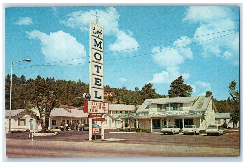 c1960's Twilite Motel Cars Roadside Flagstaff Arizona AZ Vintage Postcard