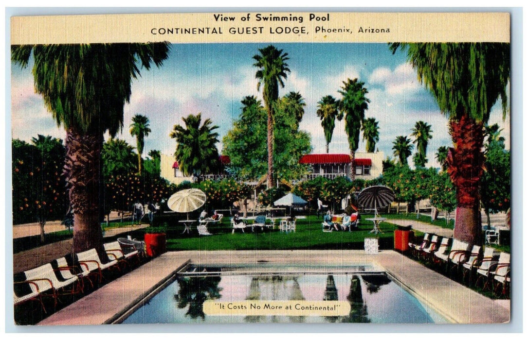 View Of Swimming Pool Continental Guest Lodge Phoenix Arizona AZ Postcard