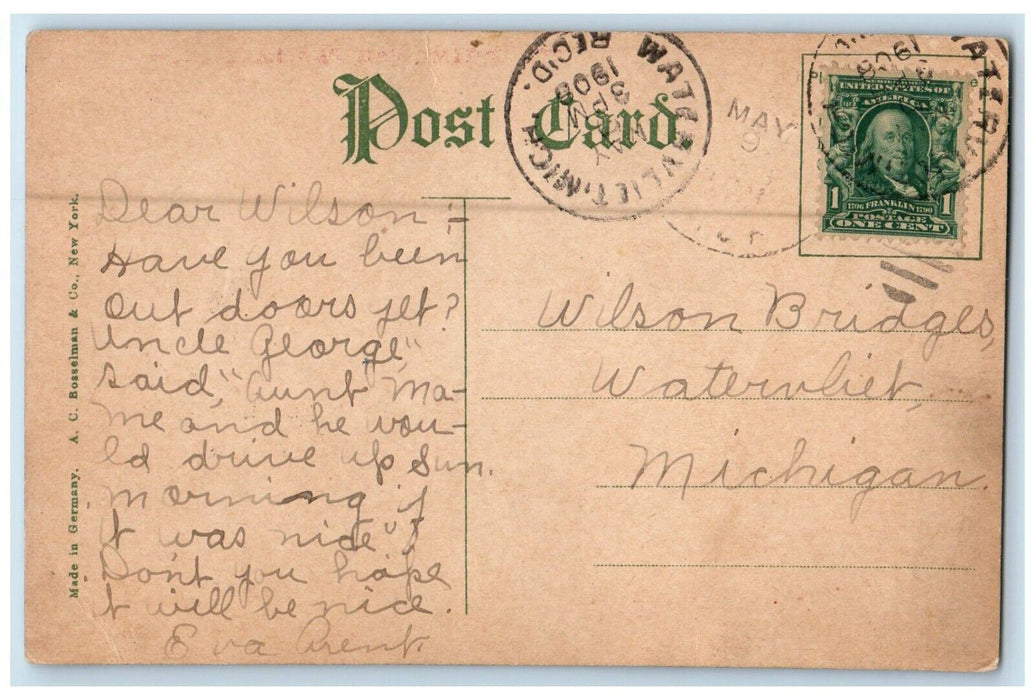 c1910's View Of The Outlet Paw Paw Lake Michigan MI, Posted Antique Postcard