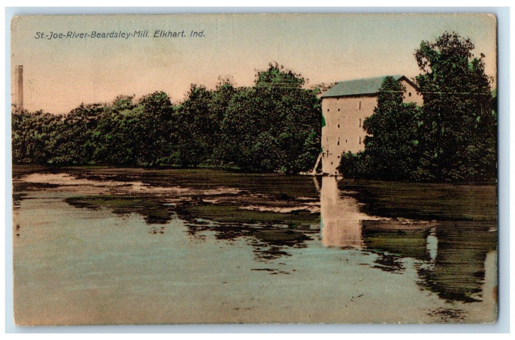 c1910's St. Joe River Beardsley Mill Elkhart Indiana IN Posted Antique Postcard