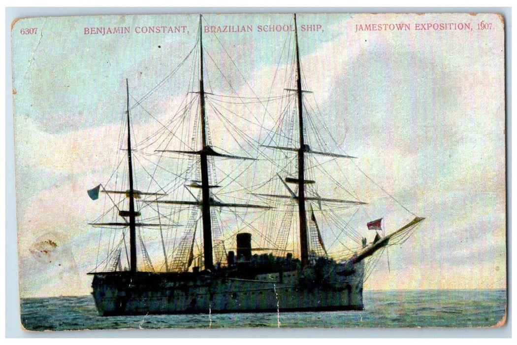 Benjamin Constant Brazilian School Ship Jamestown Exposition Muncy PA Postcard