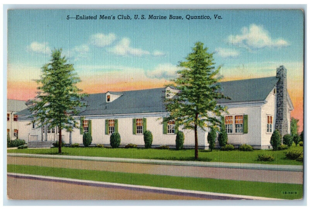 c1930's Enlisted Men's Club U. S. Marine Base Quantico Virginia VA Postcard