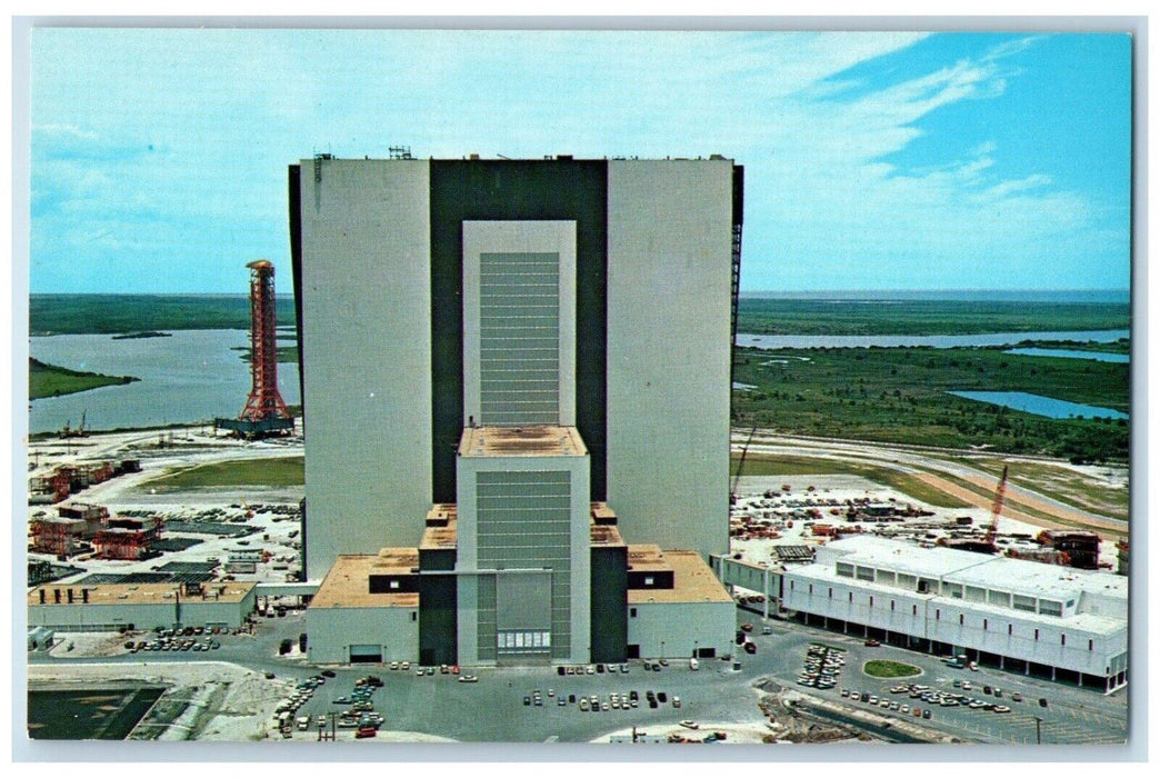 c1950's John F. Kennedy Space Center N.A.S.A. Building Cars Florida FL Postcard