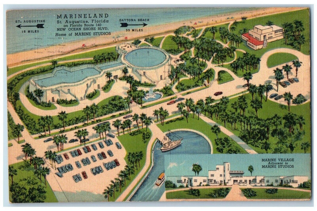 1938 Marineland St. Augustine Florida FL, Home Of Marine Studios Posted Postcard