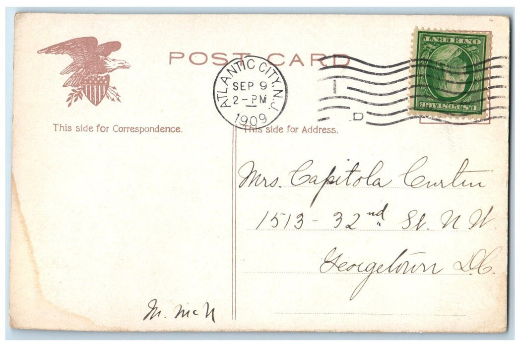 1909 Lite Boat At Atlantic City New Jersey NJ, Lifeguard Pier Scene Postcard