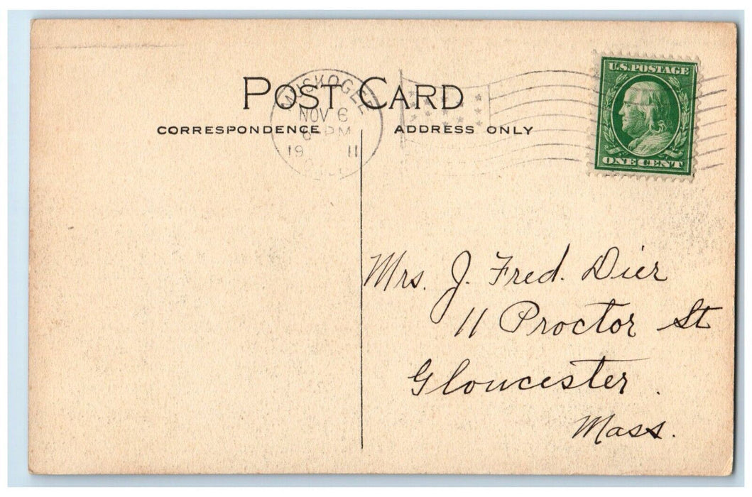 1911 General View Of Hyde Park Muskogee Oklahoma OK Posted Antique Postcard