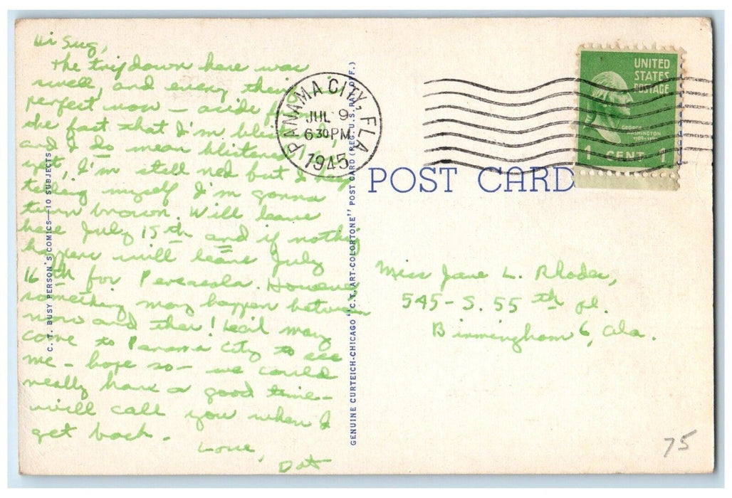 1945 Greetings From Sunnyside Florida FL, Corresponding Checklist Postcard