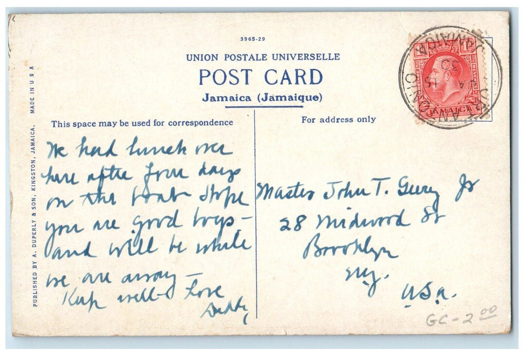c1910's Greetings From Jamaica Port Antonio Harbour Showing Titchfield Postcard