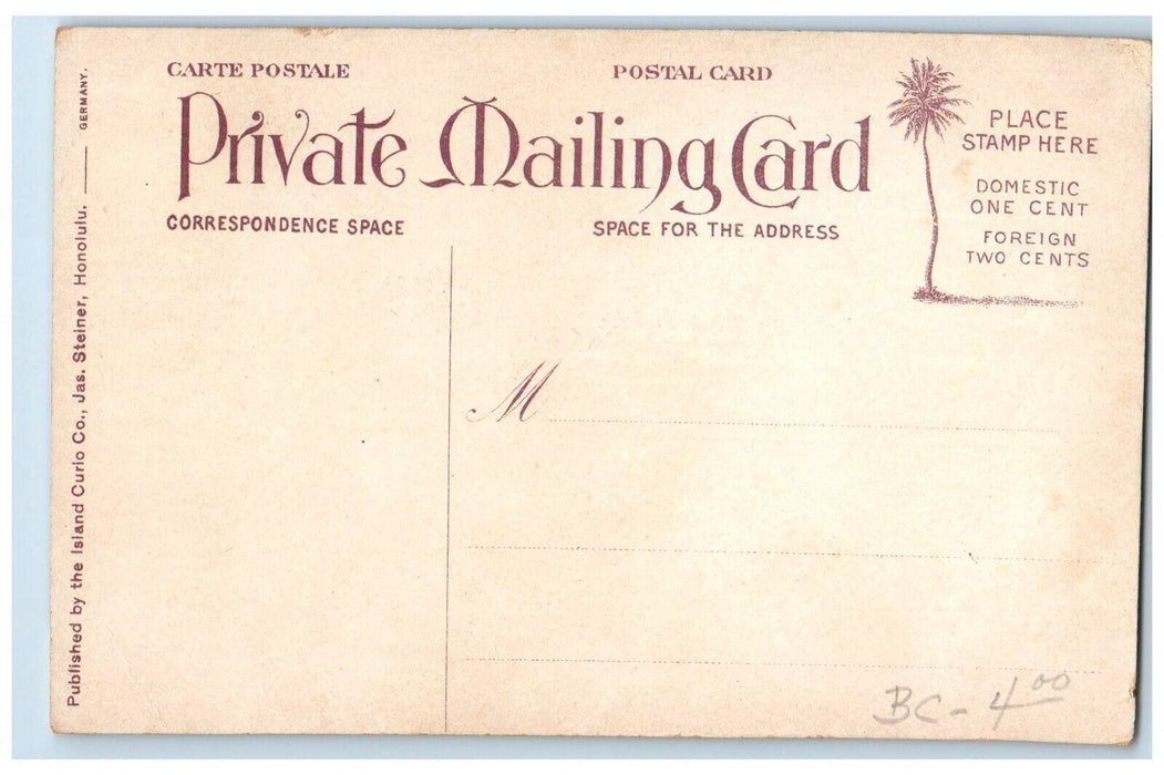 c1910's In The Business District Trolley Cars Honolulu Hawaii HI Postcard