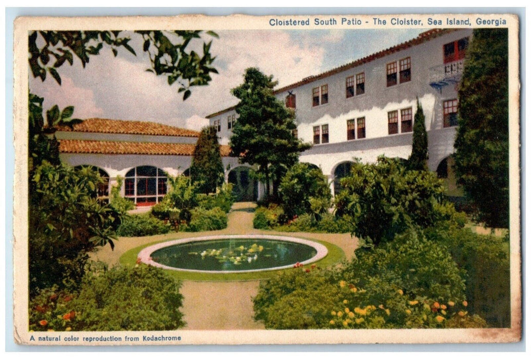1950 Cloistered South Patio The Cloister Sea Island Georgia GA Postcard