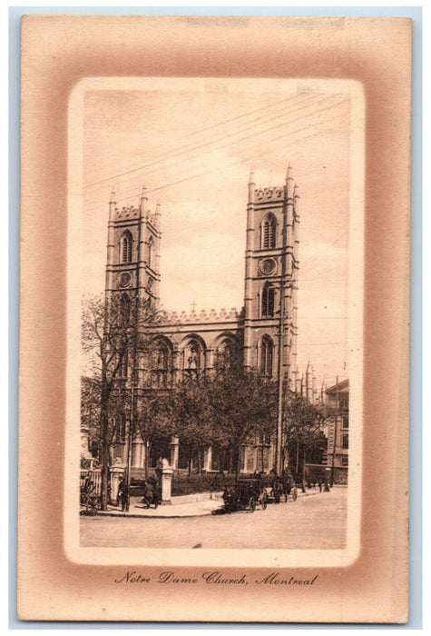 1911 Notre Dame Church Street View Cars Montreal Canada Posted Antique Postcard