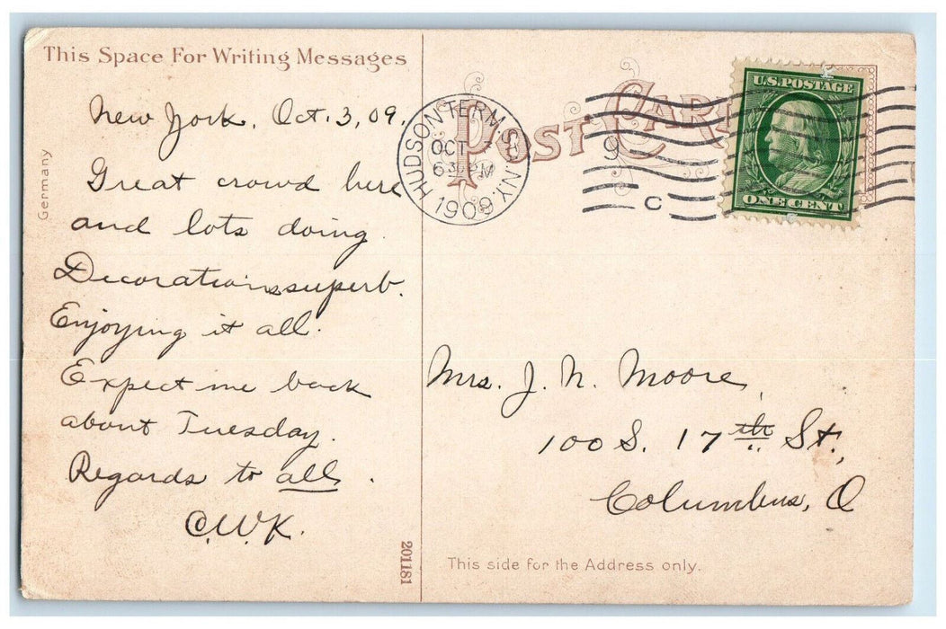 1909 Trolley Car Horse Carriage Boardway North from Ann Street NY Postcard