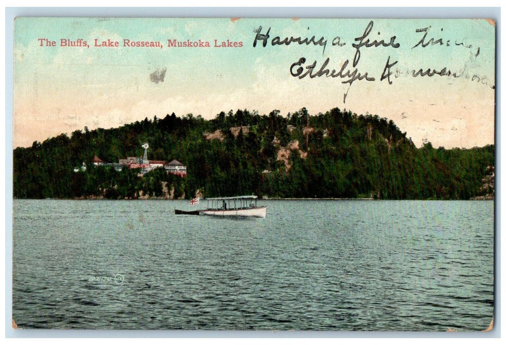 c1905 The Bluffs Lake Rosseau Muskoka Lake Canada Posted Antique Postcard
