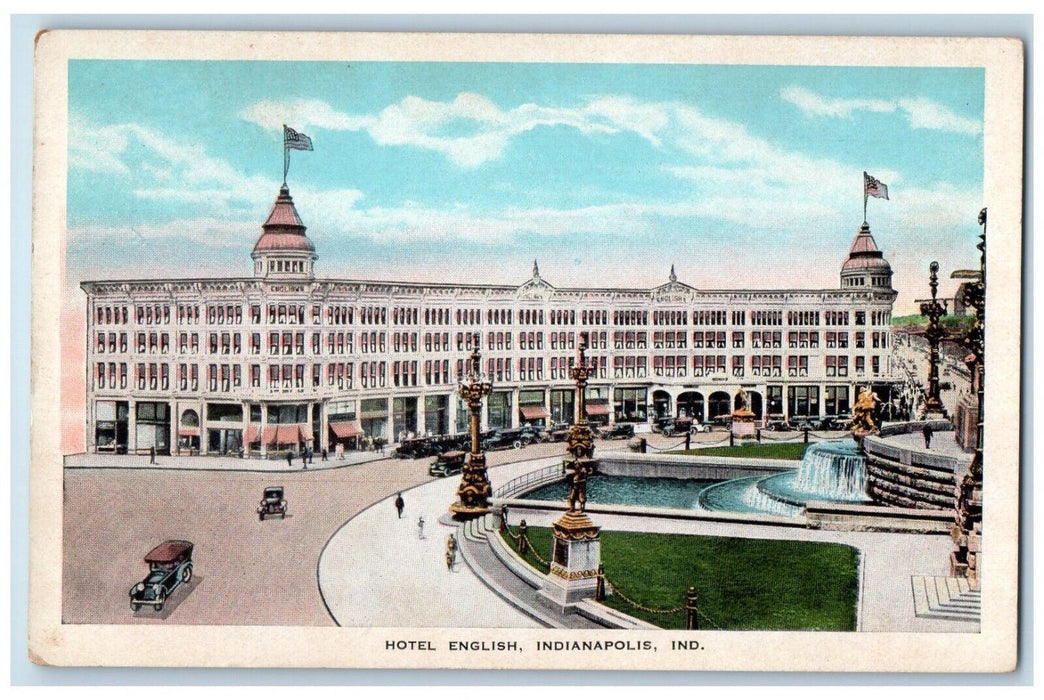 c1910's Hotel English Building Cars Indianapolis Indiana IN Antique Postcard