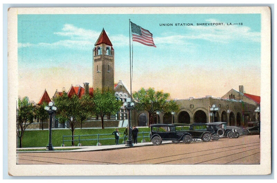 c1930's Union Station Cars Shreveport Louisiana LA Unposted Vintage Postcard