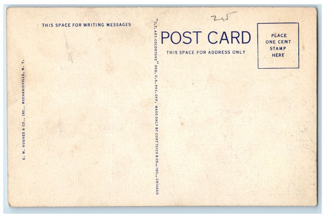 c1940 Rocky Point Inn Inlet Boat New York Central Adirondack Mountain Postcard