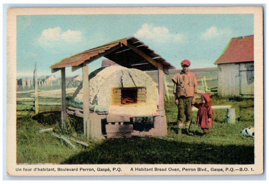 c1910's Habitant Bread Oven Perron Blvd. Gaspe P. Q. Canada Antique Postcard