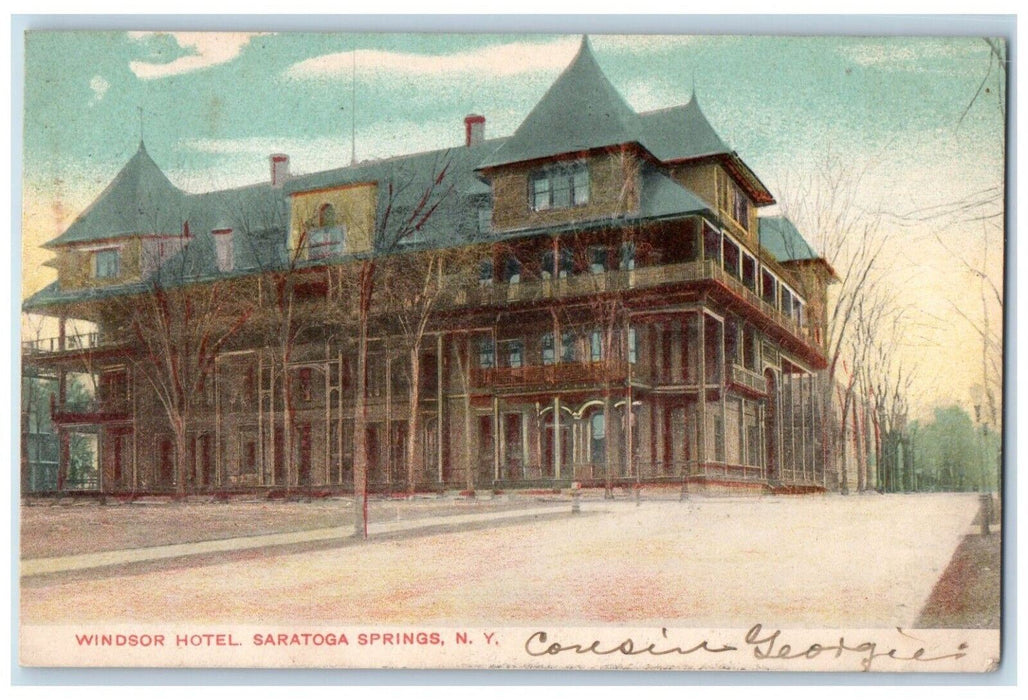 1906 Windsor Hotel Building Saratoga Springs New York NY Posted Antique Postcard