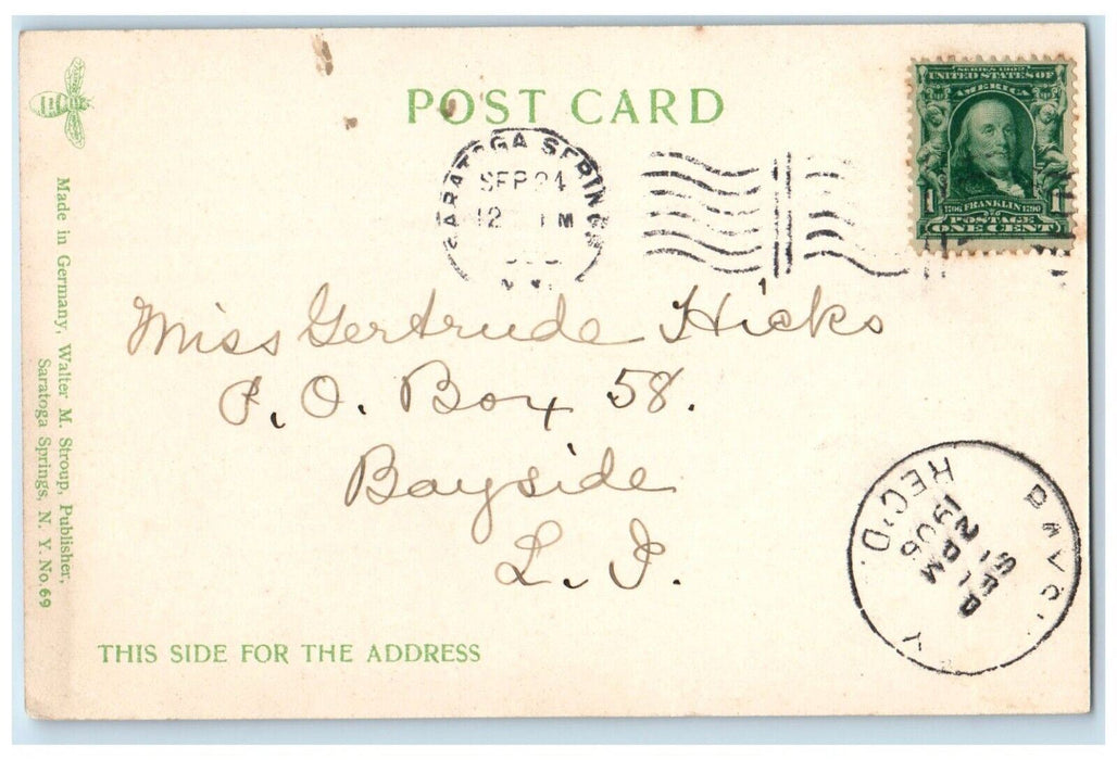 1906 Windsor Hotel Building Saratoga Springs New York NY Posted Antique Postcard