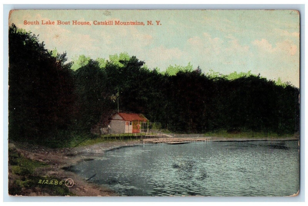 c1910's South Lake Boat House Catskill Mountains New York NY Antique Postcard