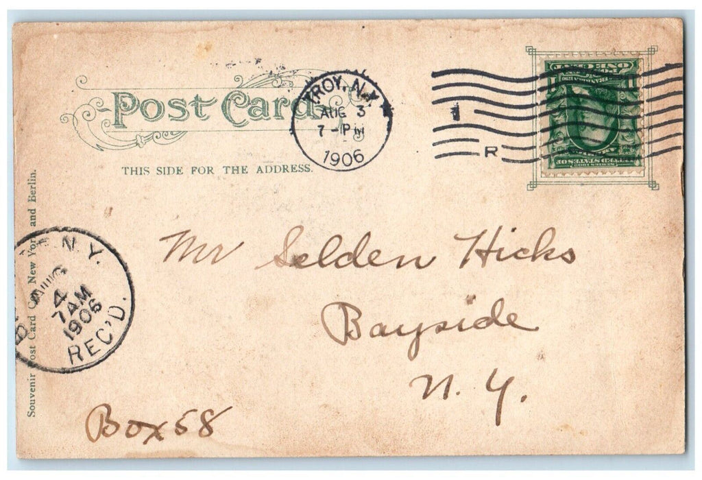 1906 Hudson River Steamboat Landing Congress St. Bridge Troy NY Antique Postcard