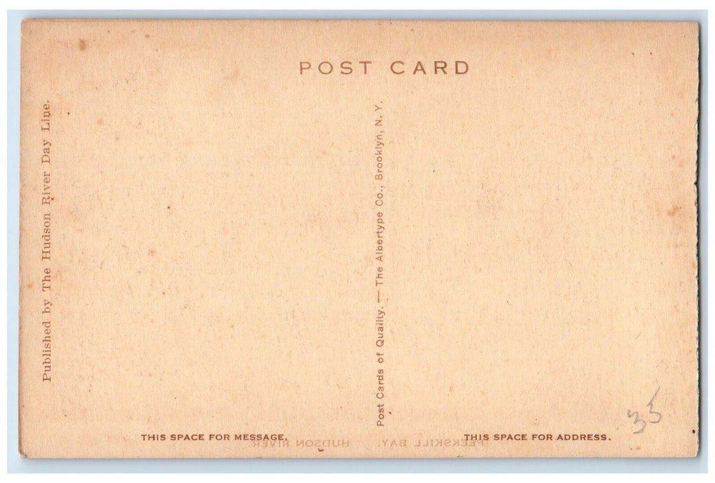 c1930's View Of Hudson River Boat And Mountain Scene Peekskill Bay NY Postcard